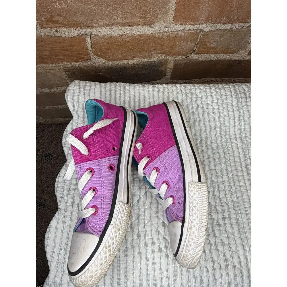 Converse All Star Double Tongue Girls Size 13 Pink Purple Blue Low Top Shoes